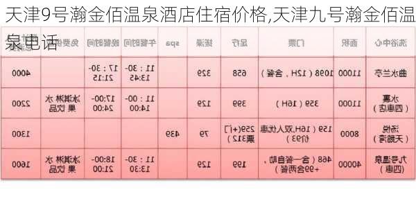 天津9号瀚金佰温泉酒店住宿价格,天津九号瀚金佰温泉电话