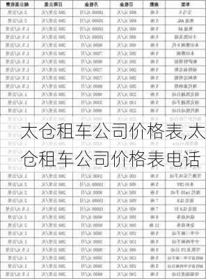 太仓租车公司价格表,太仓租车公司价格表电话