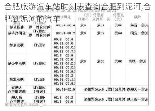 合肥旅游汽车站时刻表查询合肥到泥河,合肥到泥河的汽车