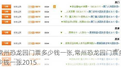 常州恐龙园门票多少钱一张,常州恐龙园门票多少钱一张2015