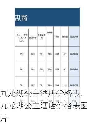 九龙湖公主酒店价格表,九龙湖公主酒店价格表图片