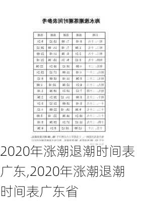 2020年涨潮退潮时间表广东,2020年涨潮退潮时间表广东省