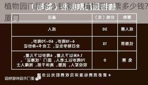 植物园门票多少钱厦门,植物园门票多少钱?厦门