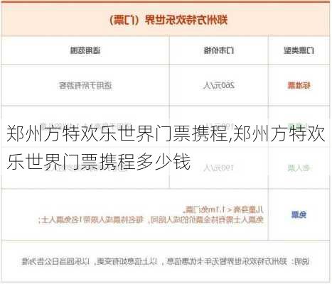 郑州方特欢乐世界门票携程,郑州方特欢乐世界门票携程多少钱