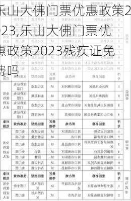 乐山大佛门票优惠政策2023,乐山大佛门票优惠政策2023残疾证免费吗