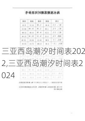 三亚西岛潮汐时间表2022,三亚西岛潮汐时间表2024