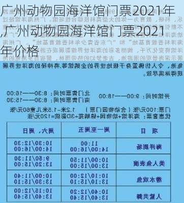 广州动物园海洋馆门票2021年,广州动物园海洋馆门票2021年价格