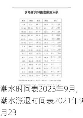 潮水时间表2023年9月,潮水涨退时间表2021年9月23