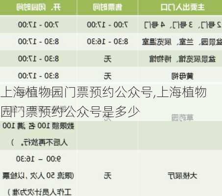 上海植物园门票预约公众号,上海植物园门票预约公众号是多少