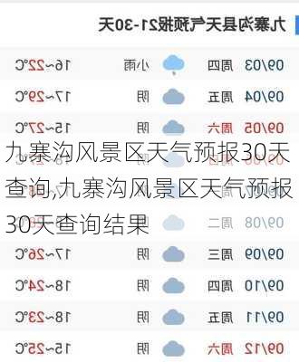 九寨沟风景区天气预报30天查询,九寨沟风景区天气预报30天查询结果