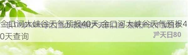 金口河大峡谷天气预报40天,金口河大峡谷天气预报40天查询