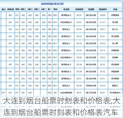 大连到烟台船票时刻表和价格表,大连到烟台船票时刻表和价格表汽车