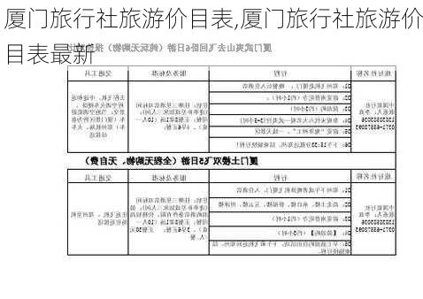 厦门旅行社旅游价目表,厦门旅行社旅游价目表最新