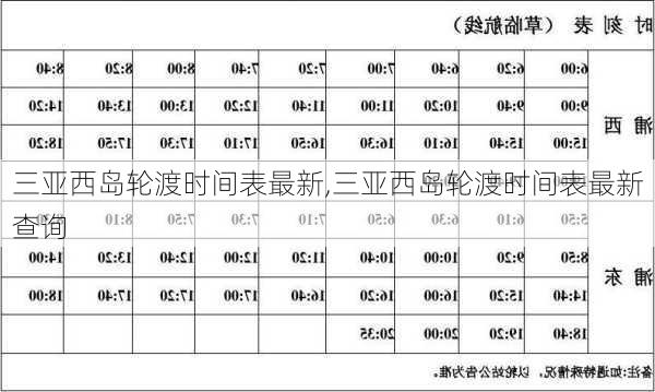 三亚西岛轮渡时间表最新,三亚西岛轮渡时间表最新查询