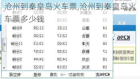 沧州到秦皇岛火车票,沧州到秦皇岛火车票多少钱