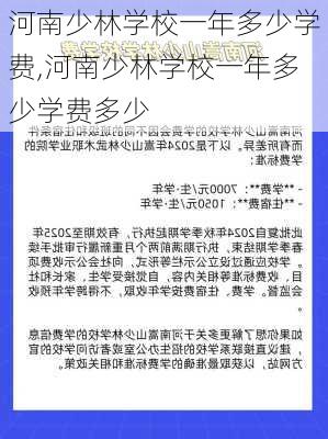 河南少林学校一年多少学费,河南少林学校一年多少学费多少