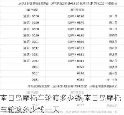 南日岛摩托车轮渡多少钱,南日岛摩托车轮渡多少钱一天