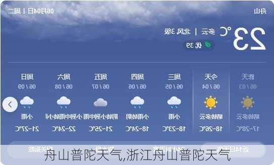 舟山普陀天气,浙江舟山普陀天气