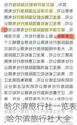 哈尔滨旅行社一览表,哈尔滨旅行社大全