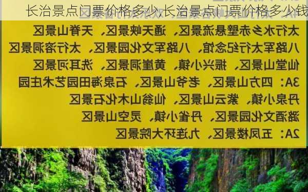 长治景点门票价格多少,长治景点门票价格多少钱